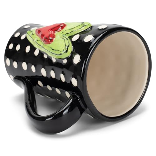 Taza de cerámica con puntos blancos y corazón rojo verde miniatura 6