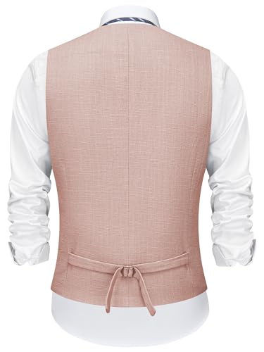 Men’s Linen Suit Slim Fit 2 Piece Lightweight Summer Suits Beach Wedding Vest Pants Set4