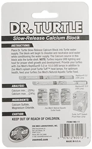 Zoo Med MD-11e Dr. Turtle Slow-Release Calcium Block, für Wasserschildkröten, löst sich im Wasser auf