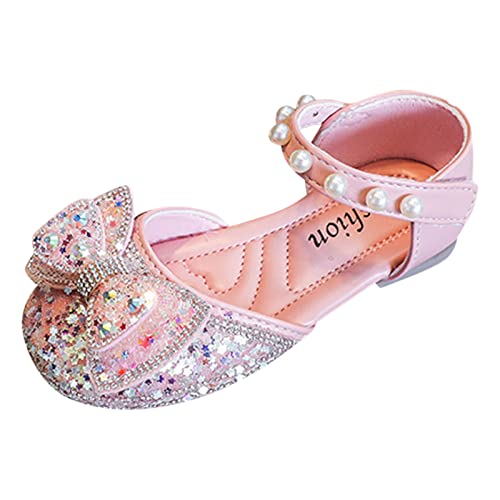 Little Kid Girls Dress Pumps Sequins Princess Low Heels Mary Jane Party Dance Shoes Rhinestones Bowknot Sandals