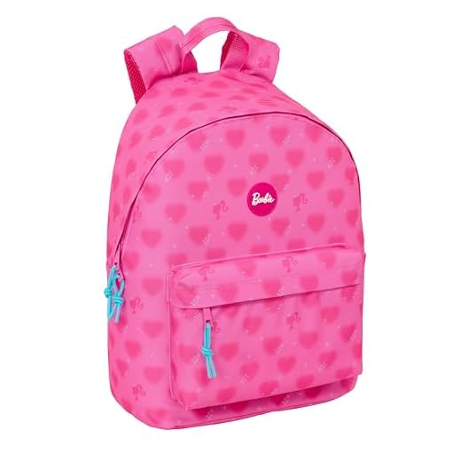 Safta BARBIE CORAZONES - Mochila Juvenil para Portátil 14.1", Ideal para Jóvenes de Diferentes Edades, Cómoda y Versátil, Calidad y Resistencia, 31x16x41 cm
