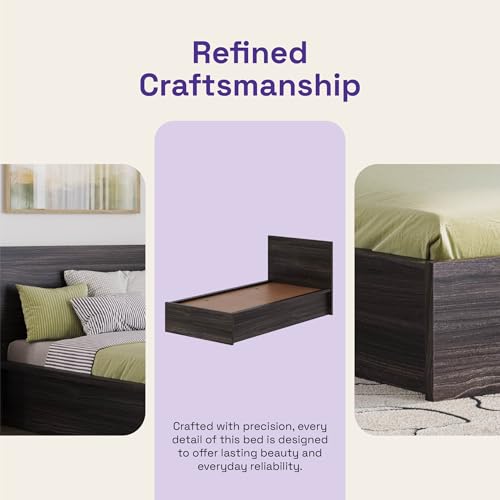 Image of Wakefit Bed | 3 Yr Warranty | Single Bed Size, Comes with Storage Box, Noise-Free, Density: 680-750 kg /m, Termite & Borer Resistant, Fits Mattresses Up to 8 inches (Centaur 78 x 36 - Wyoming Maple)