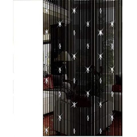 GREENWISH String Curtains Black Beads Curtains Doorway Tassel Curtain Thread Fringe Crystal Door String Curtain Beads Window Panel Room Divider Curtain for Doorway Home Decoration (3.28 X 6.56 ft) Cover