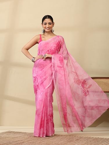 Image of Garden Vareli Floral Print Chiffon Saree