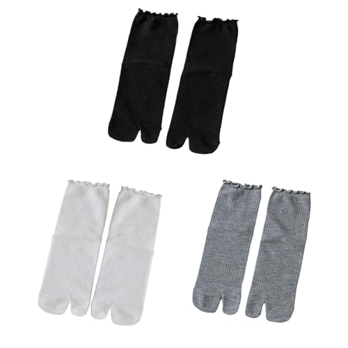 3 Pairs Women Split Two Toe Socks Japanese Tabi Flip Flops Sandal Socks Ruffle Frilly Sports Casual Socks2