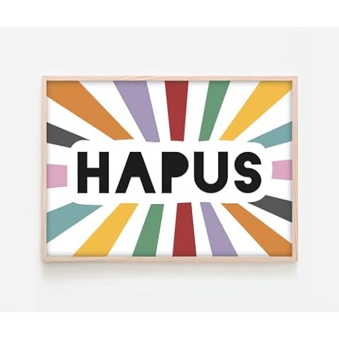 Hapus Welsh Language Art Print for Living Room or Nursery - Gender Neutral Rainbow Colours for New Baby in Large A3 Size (No Frame Included) Cover