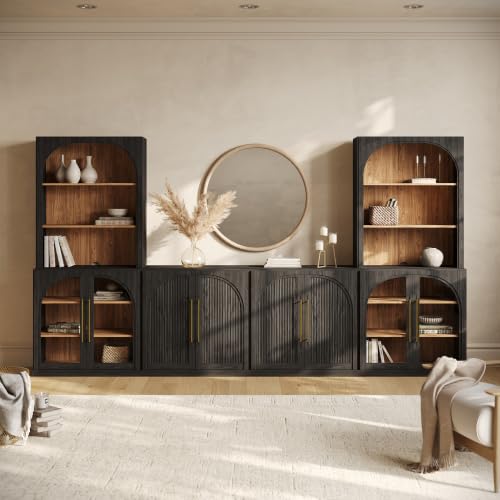 Image of BELLEZE Jagger 130 inch Wall Unit 5-Piece Modular TV Stand - Ebony