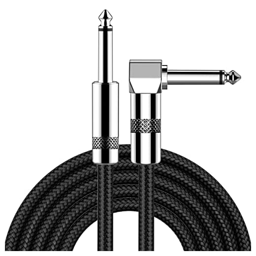 Guitar Cable 10ft New bee Electric Instrument Cable Bass AMP Cord for Electric Guitar, Bass Guitar, Electric Mandolin, Pro Audio (Right Angle to Straight, Black)