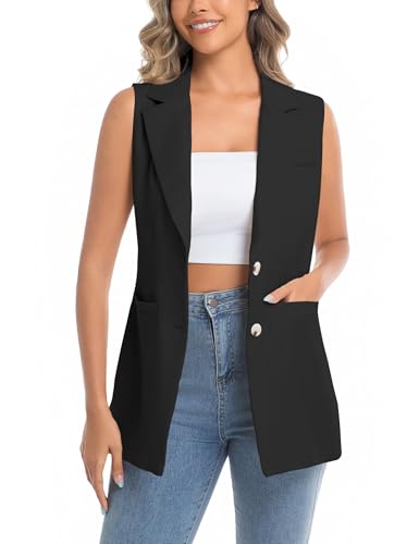 IDEALSANXUN Womens Vests Fashion Casual Sleeveless Blazer Dressy Vest Tops2