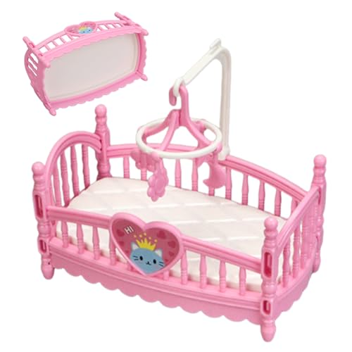 Mini cuna para casa de muñecas - Miniatura para fotografía, accesorio para juegos de fantasía para niños, decorativo para simulación de dibujos animados, juguete para decorar