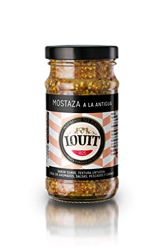 Louit - Mostaza a la Antigua, Sabor Suave, Textura Untuosa, Ideal en Ahumados, Salsas, Pescados y Carnes - 115 gr