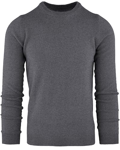 Cashmere Zone - Suéter de Cuello Redondo para Hombre, Jersey de Invierno de Manga Larga, Cálido, Compuesto por 5% Cachemira, 25% Lana, 30% Viscosa y 40% Poliamida (XXL, Antracita)