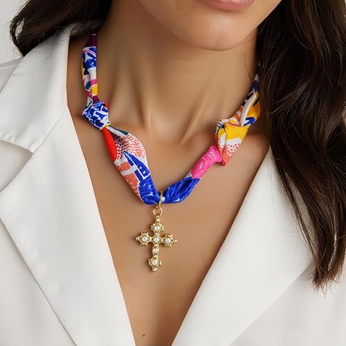 KJML DIY Scarf Necklace with Charm 4Pack Bandana Necklace with Charms Silk Styling Adjustable Tie Statement Choker Jewelry Scarf Necklaces for Women Birthday Mothers Day Christmas Teacher Lady3