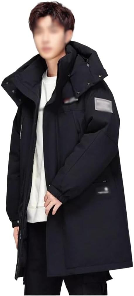 VIDI Men's Winter Thick Medium And Long Removable Hat Warm Coat Overalls Down Jacket