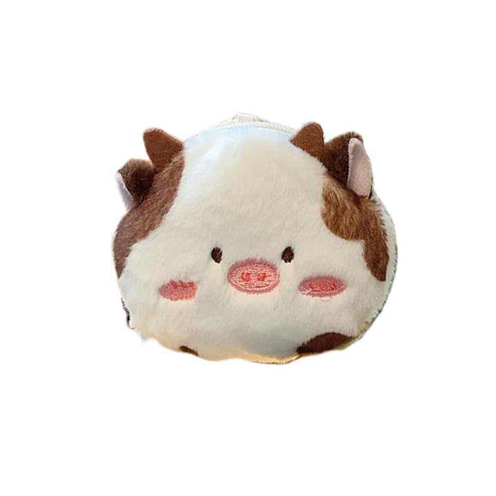 Mini Creative Cow Coin Purse, Cartoon Plush Earphone Storage Bag, Cute Wallet Girl Gifts