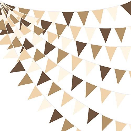 32Ft Brown Party Decorations Brown Pennant Banner Fabric Triangle...