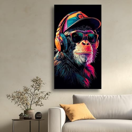 Portrait de singe stylé sur toile de qualité supérieure pop art néon