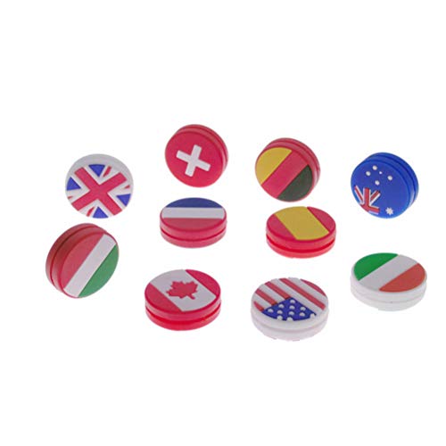 BESPORTBLE 10 PCS Silicone Tennis Racket Vibration Dampeners Round Shape National Flag Pattern Tennis Racquet Absorbers Tennis Racket Strings Dampers for Tool