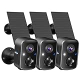 Hiseeu Security Cameras Wireless Outdoor, 3pcs Solar Powered 3K 4MP Surveillance WiFi Cameras for Home...