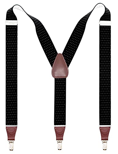 Bioterti Men’s Y-shape 1.4 Inch Suspender -3 Metal Clips, Elastic Straps