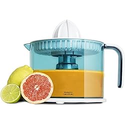 Exprimidor Citricos Electrico Cecotec Exprimidor Naranjas Eléctrico ZitrusEasy Basic. 40 W, Tambor de 1 litro BPA Free, Doble sentido de giro, Doble cono, Cubierta antipolvo, Color azul/blanco