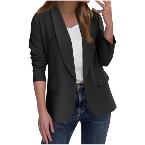 Ybing Damen Blazer Elegant Langarm Business Kurzblazer Slim Fit Revers Blazer Sakko Casual Arbeitjacke Blazerjacke Anzug