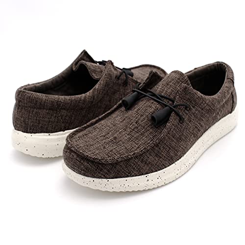 Mens Hola Canvas Upper Fashion Slip On Loafers Brown Woolen