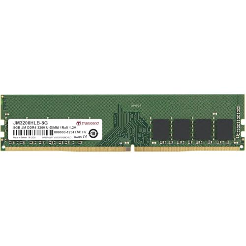 Image of Transcend 8GB DDR4 3200 MHz Desktop Memory, up to 25.6GB /s. - 288 pin, 1.2V, 1Rx8, CL22 DIMM Type - Unbuffered Long-DIMM Memory - JM3200HLB-8G