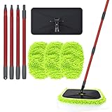 Mops for Floor Cleaning, Dust Mop for Hardwood Floors, Extra Large Floor Mop with Extendable Handle and 3 Reusable Chenille Mop Pads, Flat Dust Mops for Hardwood, Marble, Vinyl, Tile Floors Cleaning