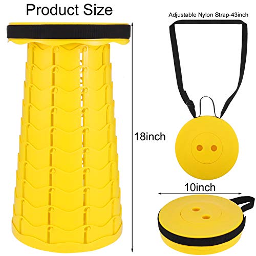 2 Pack Camping Folding Stool Set, Lightweight Portable Adjustable Collapsible Chair for Camp Hiking Fishing Travel Hunting, Retractable Fordable Telescopic Plastic Furniture for Adults(Yellow&Green)
