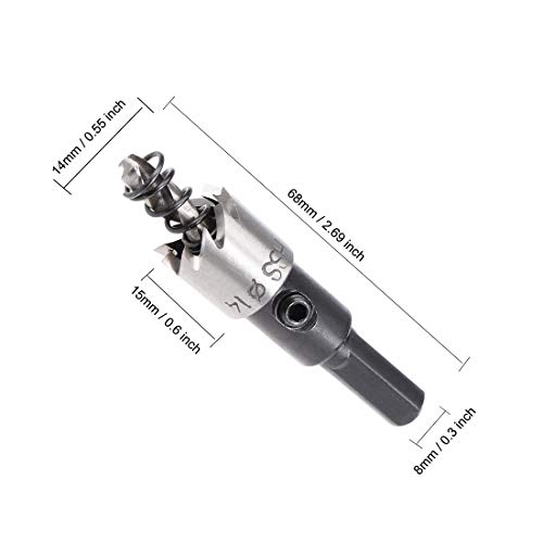 sourcingmap 14mm HSS Drill Bit Hole Saw for Stainless Steel Metal Alloy Wood, 14x15mm - Image 2