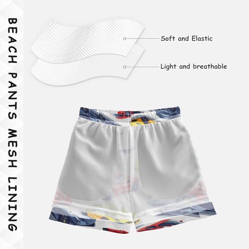 Pigsaly Boys' Swim Board Shorts Yellow Green Black Red Blue Sportcar Boy's Swim Trunks Kids Swimwear S4