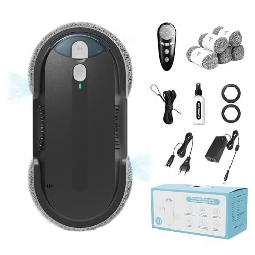 Image of Window Cleaning Robot - Double Helix 4800-6400Pa Suction, Dual Ultrasonic Spray, 85ml Tank, Edge Detection, Anti-Drop, 3 Cleaning Modes for Streak-Free Glas