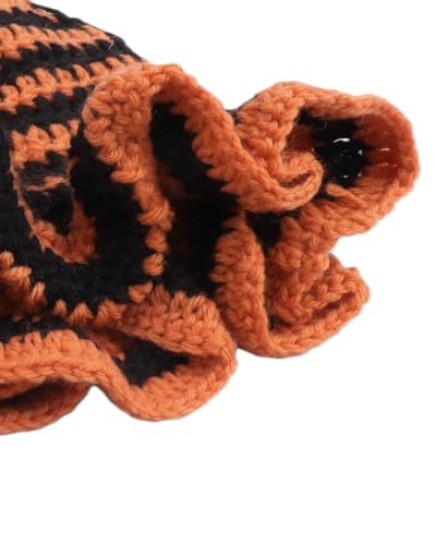 Image of Women Crochet Bucket Hat Cute Winter Ruffled Brim Floppy Cap Handmade Knit Cloche Hats