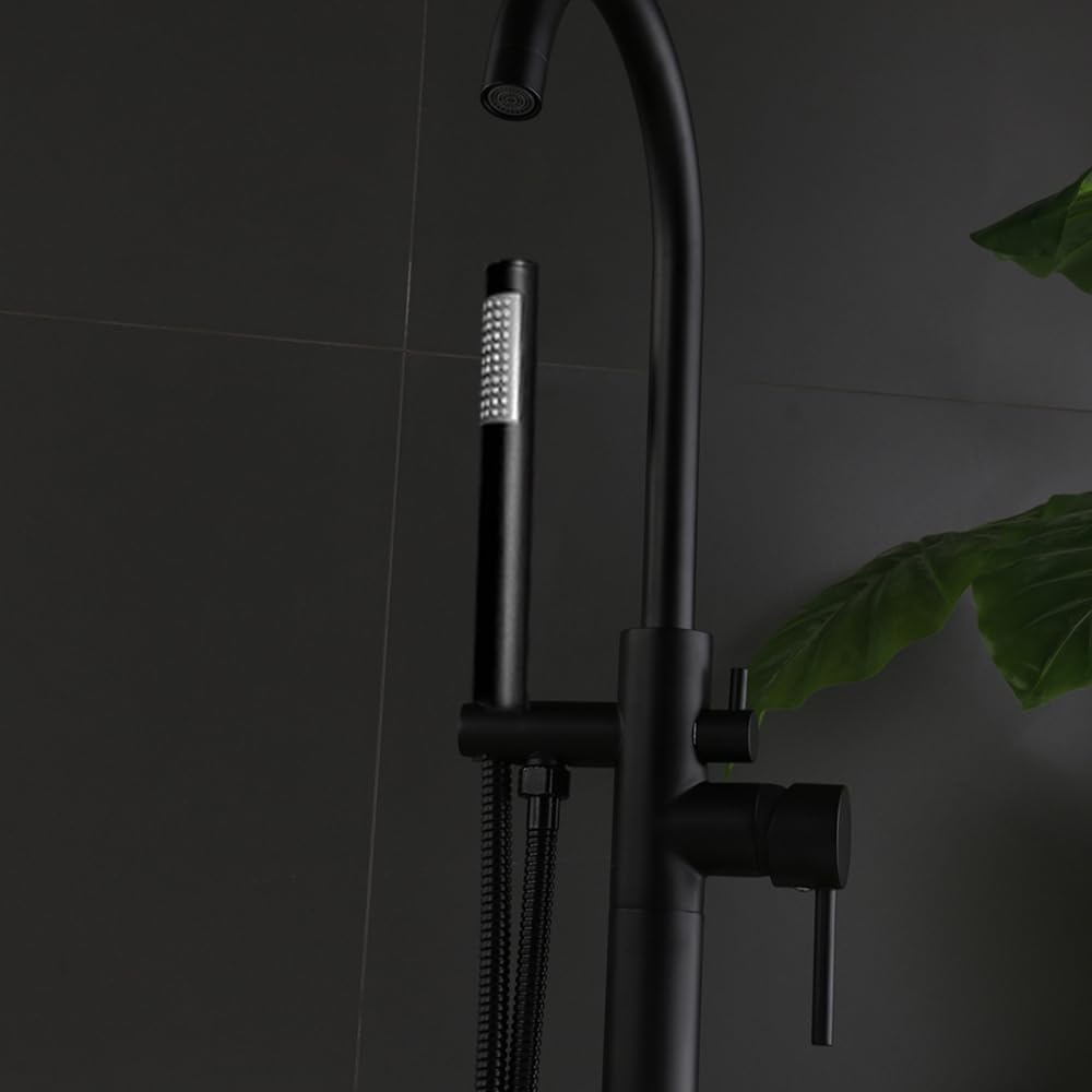 Grifería de bañera independiente con alcachofa de mano, Grifo diseño de pie
