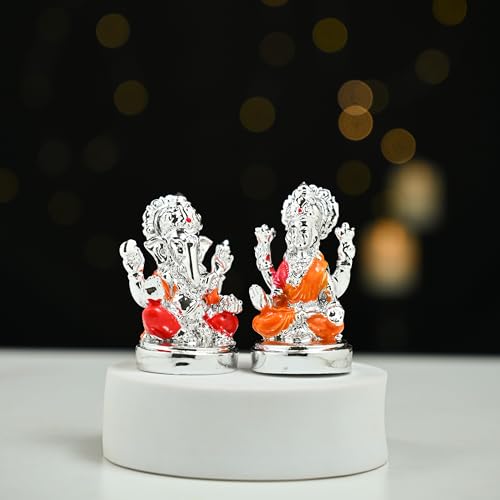 Image of ZAICUS Laxmi Ganesh Idol Set - Divine Lakshmi Ganesha Murti for Home Mandir, Office, Puja & Diwali Gift - Silver