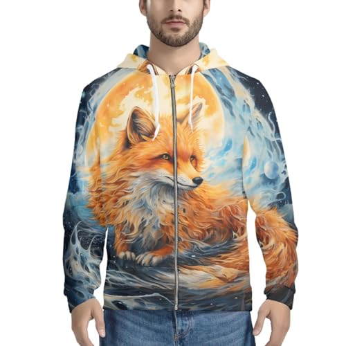 KIDVOVOU Men's Galaxy Wolf Hoodie Cool 3D Print Graphic Hoodies Long Sleeve Zip Up Hoodie Pullover Sweatshirts3
