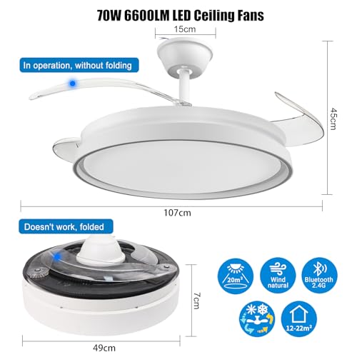 Ventilateur de plafond avec LED pour rafraîchir en été et chauffer en hiver avec télécommande - 2