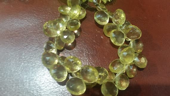 Quartz Citron Facetté en Forme de Cœur 13mm Briolette pour Enfilage de Perles Naturelles
