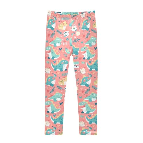 Cute Cartoon Alligator Crocodile Palm Cute Kids Baby Girls Basic Leggings Stretchy High Waisted Sweatpants Sports