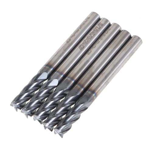 Image of 5Pcs End Mill 4 Flute Helix Carbide End Mill 3 /16 Inch Carbide Square End Mill Fit for CNC, Engraving Machine Carbon Steel, Mould Steel, etc