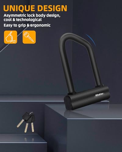 Image of NDakter Motorcycle Chain Locks, Heavy Duty Anti Theft - 18mm Shackle, 4FT x 12mm Thickness Security Chain, Bike U Lock with 3 Keys for Ebike, Escooter, Moped and Gate