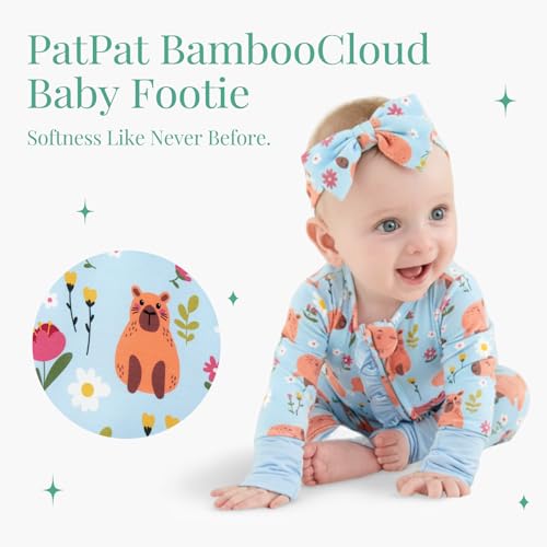 Image of PATPAT Bamboo Viscose Baby Footie with Headband, NB-2T