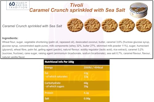 Jacobsens of Denmark Tivoli Caramel Crunch & Sea Salt Cookies 150g - Traditional Biscuit Tin Gift for Women, Men & Kids