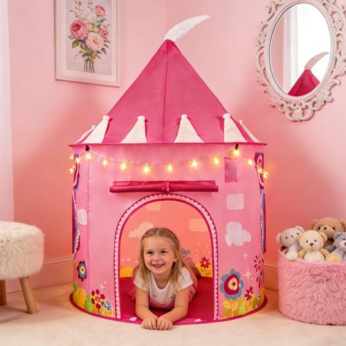 ROIWUIE Princess Castle Play Tent for Kids, Girls' Pop-Up...