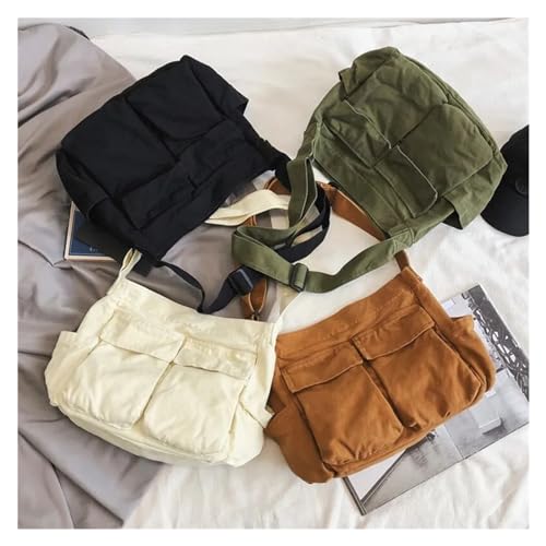 Canvas Messenger Bag, Large Crossbody Bags with Multiple Pockets,Vintage Shoulder Laptop Bag, Laptop Bag (Color : Army Green)2