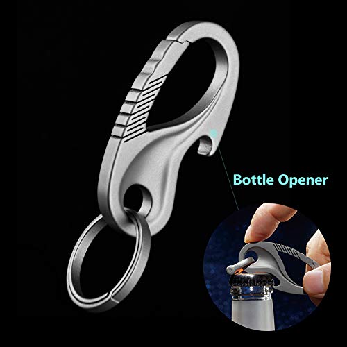 TISUR Titanium Carabiner Keychain Clip,Bottle Opener Key Chain Ring Clip,Heavy Duty Car Key Fob Holder for Men Women