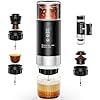 Portable Espresso Maker with Removeable Battery, Portable Espresso Machine with USB-C, 3-in-1 Small Espresso Machine with Ground Coffee & Capsules (NS&DG) for RV, Hiking (Black)