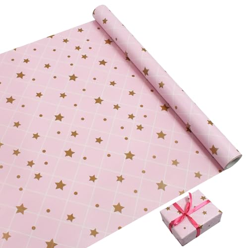 Rollo de Papel de Regalo Rosa 43 x 15 m - Reciclable para Fiestas y Decoraciones de Cumpleaños