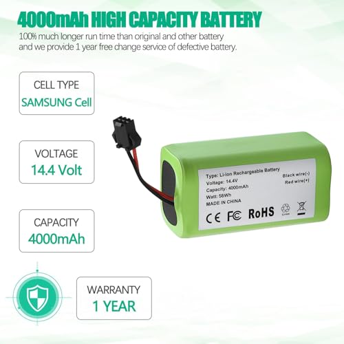 Image of Upgraded 4000mAh N79 14.4V Battery for Eufy RoboVac 11 11S 30 15C 25C 35C Robot Vacuum Cleaner for Ecovacs Deebot N79 N79S Deebot 500 600 DN622, Goovi F007C D380 Robot Vacuum Cleaner Battery